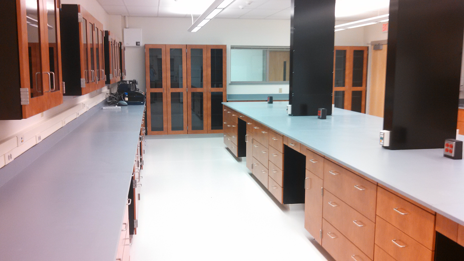 CommCab Steel Laboratory Casework NJ State Police CODIS LAB, Steel Casework with Wood Door and Drawer Fronts